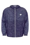 Prada Chest Placement Patterned Lightweight Windbreaker In Blue