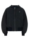 Prada Quilted Re-nylon Hooded Blouson Jacket In Blue