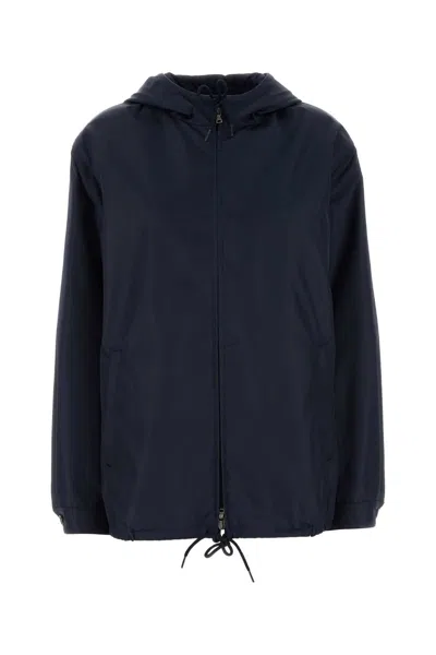 Prada Dark Blue Re Nylon Jacket In Black