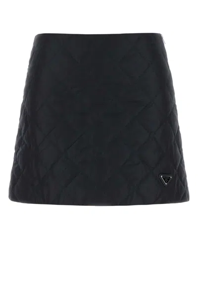 PRADA DARK BLUE RE-NYLON MINI SKIRT