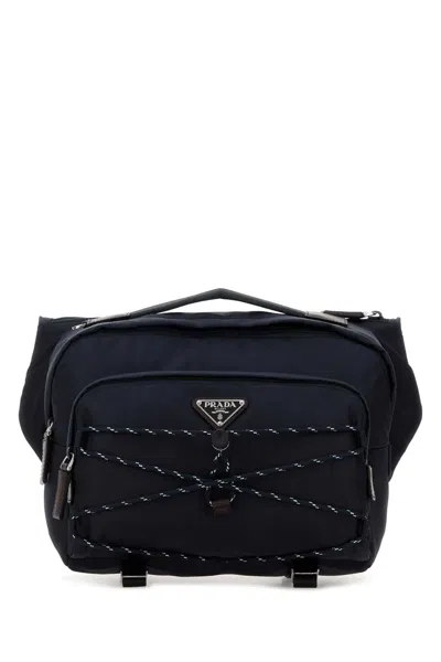 Prada Dark Blue Logo Crossbody Bag