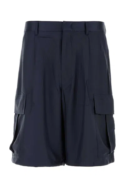 PRADA DARK BLUE SILK BERMUDA SHORTS