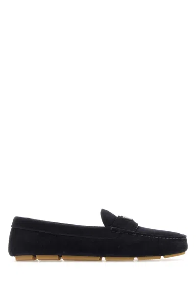 PRADA PRADA DARK BLUE SUEDE LOAFERS