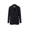 Prada Dark Blue Wool Blazer In Blue