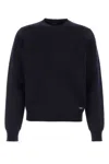 Prada Navy Blue Logo Sweaters In Black