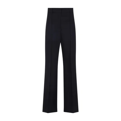 Prada Dark Blue Wool Pant In Black