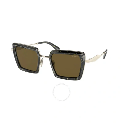 Prada Dark Brown Butterfly Ladies Sunglasses Pr 55zs 19d01t 52 In Black / Brown / Dark / Yellow