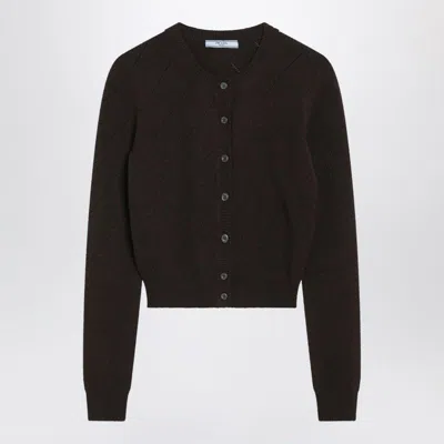 PRADA PRADA  DARK BROWN CASHMERE CARDIGAN