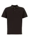 Prada Dark Brown Cotton Piquet Polo Shirt In Brown