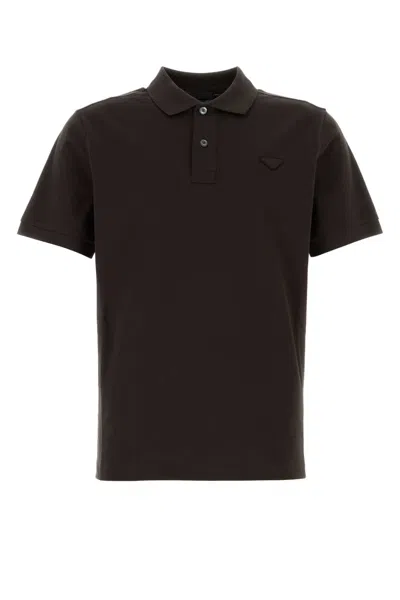 Prada Dark Brown Cotton Piquet Polo Shirt