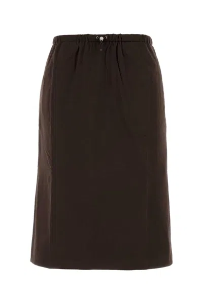 Prada Dark Brown Cotton Reversible Skirt