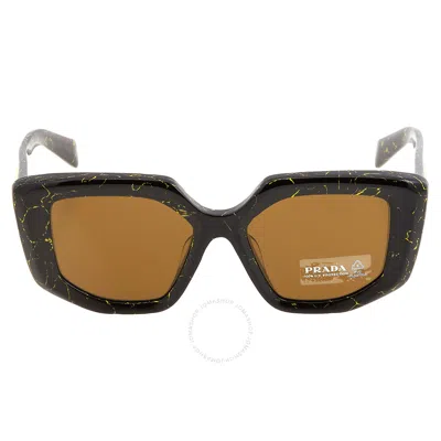 Prada Dark Brown Irregular Ladies Sunglasses Pr 14zsf 19d01t 52