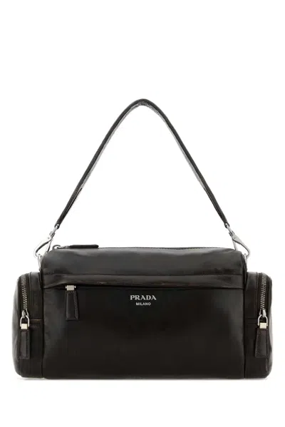 Prada Dark Brown Lamb Leather Crossbody Bag