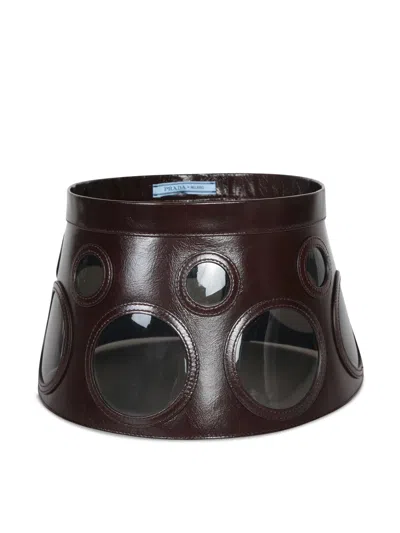 Prada Dark Brown Leather Hat