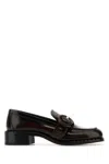 Prada Brushed Leather Moccasins In Burnt Color Women In Dark Brown