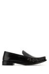 Prada Women Dark Brown Leather Loafers In Black