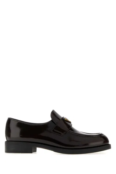 Prada Dark Brown Leather Loafers