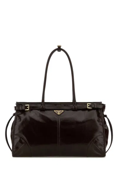 Prada Dark Brown Leather Shoulder Bag