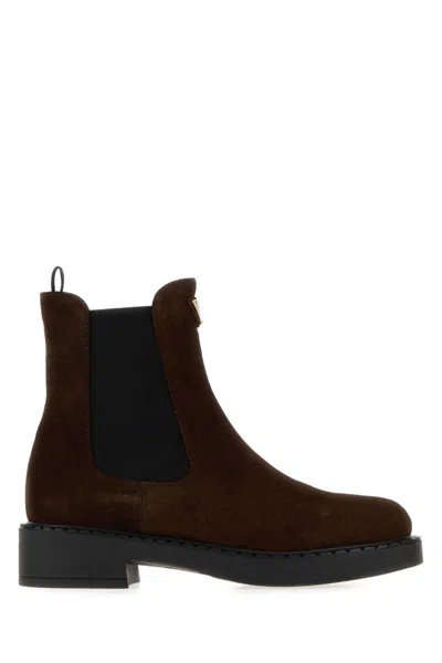 Prada Dark Brown Logo Boots