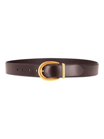 Prada Dark Brown Logo Buckle Belt