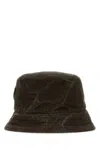 Prada Black Cotton Bucket Hat In Dark Brown