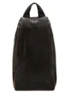 Prada Dark Brown Nappa Leather Backpack In Brown