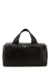 Prada Dark Brown Nappa Leather Small Travel Bag In Moro