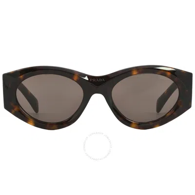 Prada Dark Brown Oval Ladies Sunglasses Pr 20zs 2au06b 53