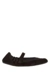Prada Re-nylon And Suede Mary Jane Ballerina Shoes In Brown
