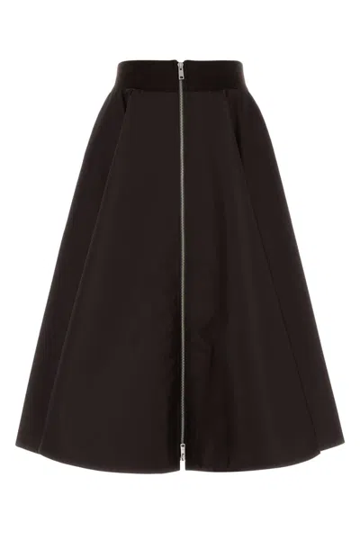 Prada Dark Brown Re-nylon Skirt In Black