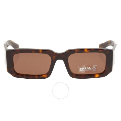 Prada Dark Brown Rectangular Men's Sunglasses Pr 06ys 2au8c1 53 In Brown / Dark / Tortoise