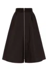 Prada Dark Brown Solid Midi Skirt In Brown