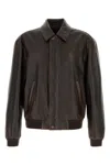 Prada Dark Brown Solid Jacket In Brown