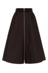 Prada Dark Brown Solid Midi Skirt In Black