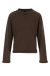 Prada Dark Brown Solid T-shirt In Dark Brown