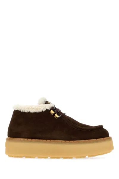 Prada Dark Brown Suede Loafers