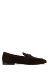 Prada Dark Brown Suede Loafers In Brown