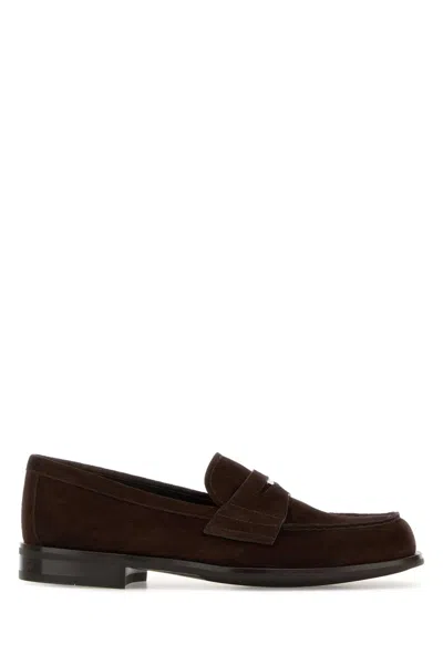 Prada Dark Brown Suede Loafers