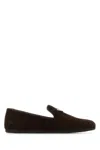 Prada Versatile Round Toe Suede Loafers In Brown