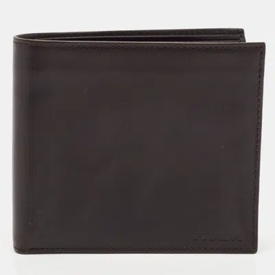 Pre-owned Prada Dark Brown Vitello Sport Leather Bifold Wallet