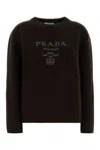Prada Dark Brown Wool Blend Sweater In Brown
