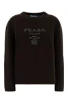 Prada Dark Brown Wool Blend Sweater In Brown