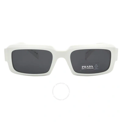 Prada Dark Gray Rectangular Men's Sunglasses Pr 27zs 17k08z 54 In Dark / Gray