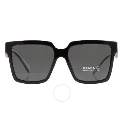 Prada Dark Gray Square Ladies Sunglasses 0pr 24zs1ab5s056 In Grey