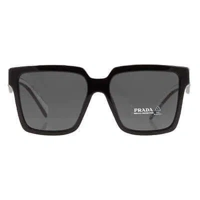 Pre-owned Prada Dark Gray Square Ladies Sunglasses 0pr 24zs1ab5s056 Pr 24zs 1ab5s0 56