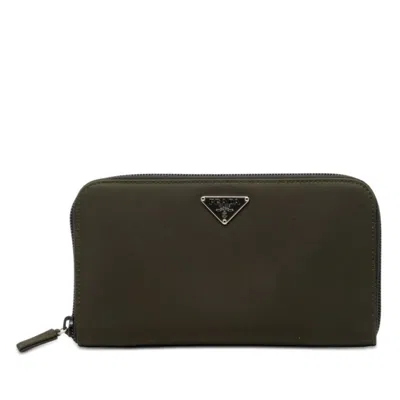 Pre-owned Prada Dark Green Nylon Long Wallet (bi-fold) ()