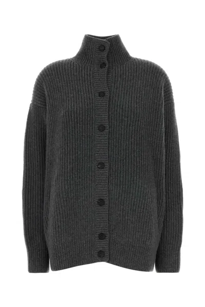 PRADA PRADA DARK GREY CASHMERE OVERSIZE CARDIGAN