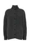 Prada Oversize Cashmere Cardigan Featuring Elbow Patches In Gray