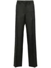 Prada Prince Of Wales Checked Wool Trousers In Dark Grey