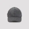 Prada Dark Grey Logo Baseball Hat In Red